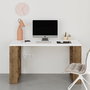 Hanah Home Maze Escritorio de Estudio Blanco y Roble Oscuro